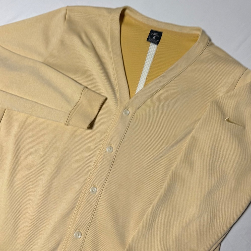 Nike Dri-Fit Cardigan Sweater Extra Soft Men's Size XL Pale Yellow Golf